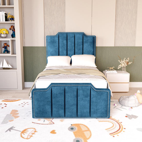 Washington Kids Upholstered Bed - Blue Coniston