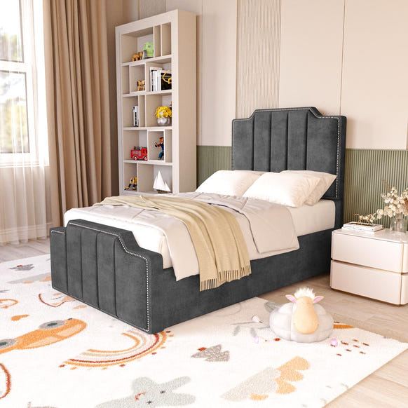Washington Kids Upholstered Bed - Charcoal Coniston