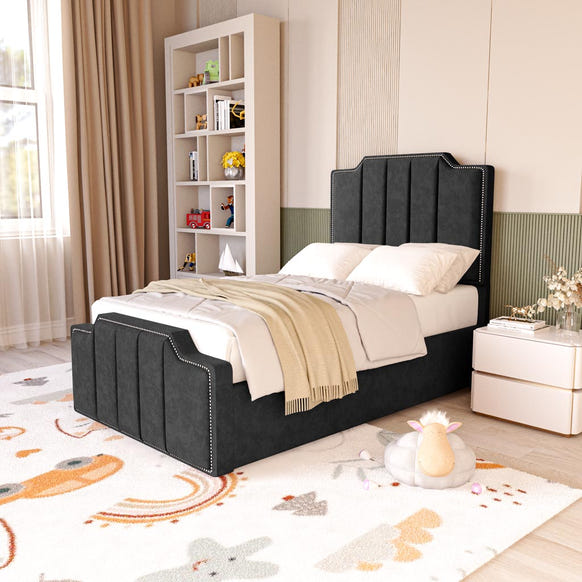 Washington Kids Upholstered Bed - Black Naples