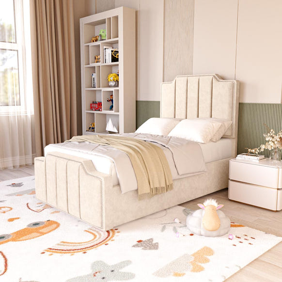 Washington Kids Upholstered Bed - Cream Naples