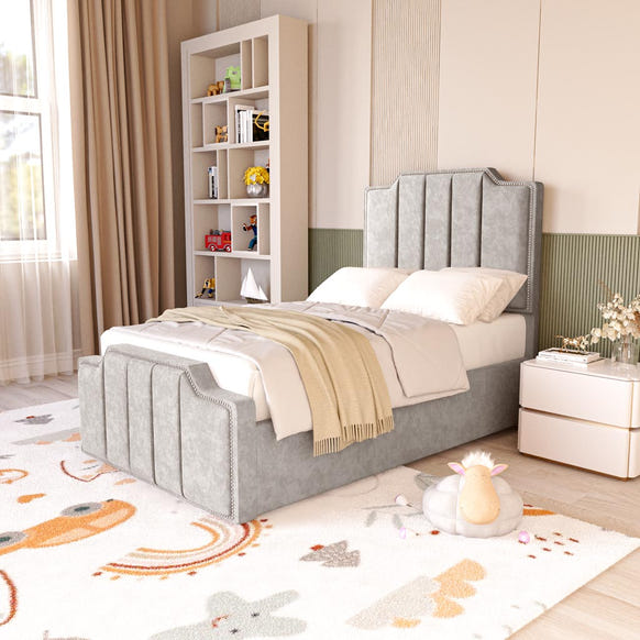 Washington Kids Upholstered Bed - Seal Grey Naples