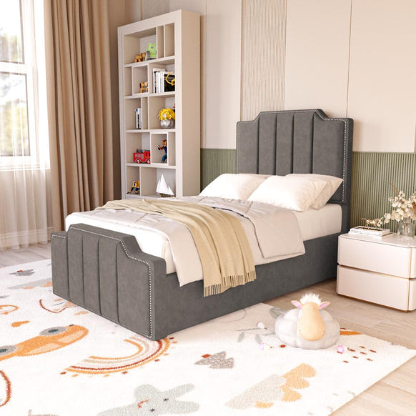Washington Kids Upholstered Bed - Slate Grey Naples