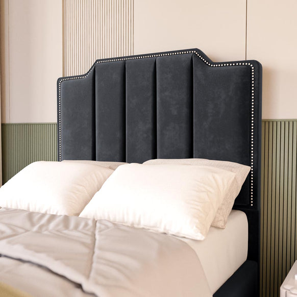 Washington Kids Upholstered Bed - Black Plush Velvet