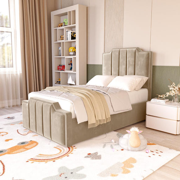 Washington Kids Upholstered Bed - Mink Plush Velvet
