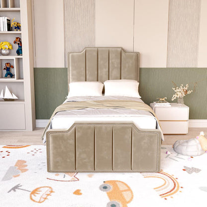 Washington Kids Upholstered Bed - Mink Plush Velvet