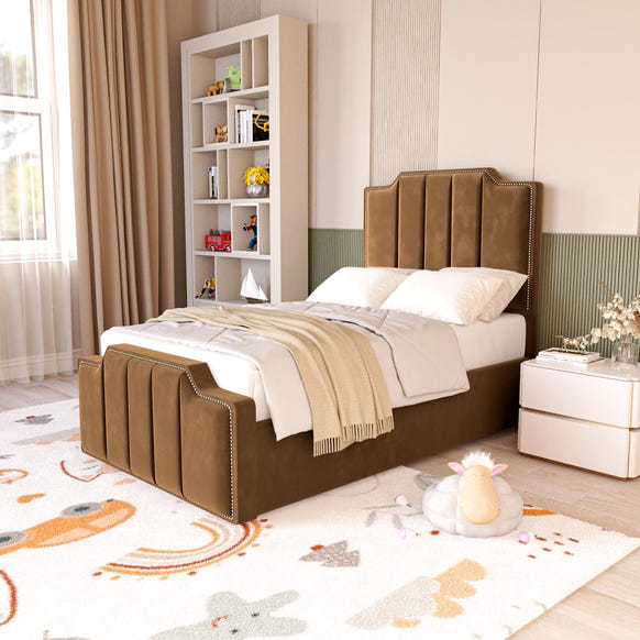 Washington Kids Upholstered Bed - Mocca Plush Velvet