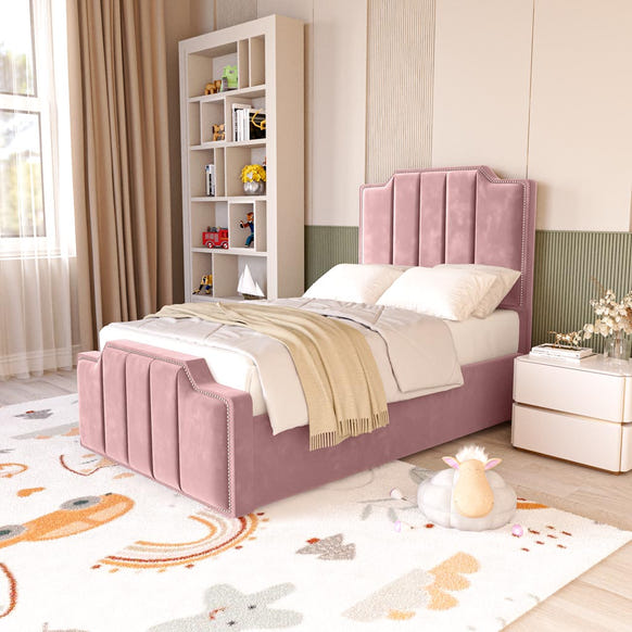 Washington Kids Upholstered Bed - Pink Plush Velvet