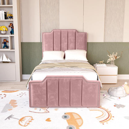Washington Kids Upholstered Bed - Pink Plush Velvet