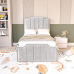 Washington Kids Upholstered Bed - Silver Plush Velvet