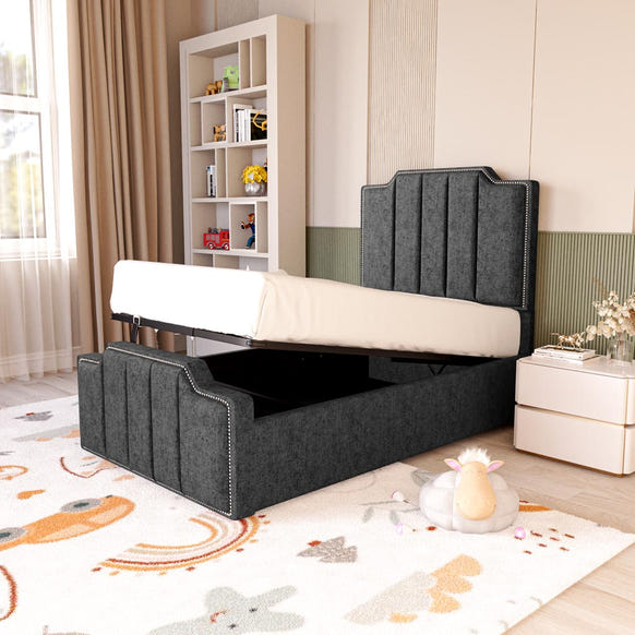 Washington Kids Upholstered Ottoman Bed - Black Chenille
