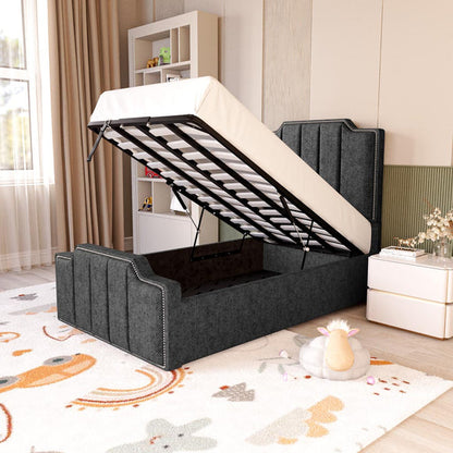 Washington Kids Upholstered Ottoman Bed - Black Chenille