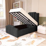 Washington Kids Upholstered Ottoman Bed - Black Naples