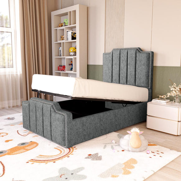 Washington Kids Upholstered Ottoman Bed - Charcoal Chenille