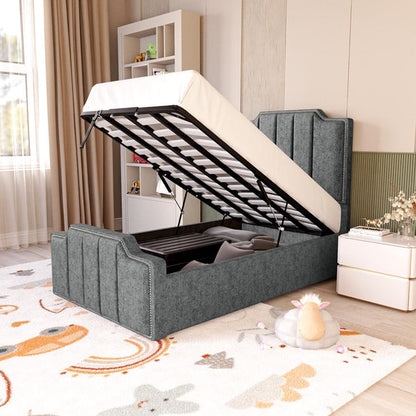Washington Kids Upholstered Ottoman Bed - Charcoal Chenille