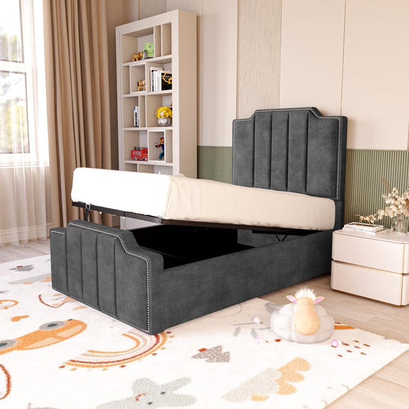 Washington Kids Upholstered Ottoman Bed - Charcoal Coniston