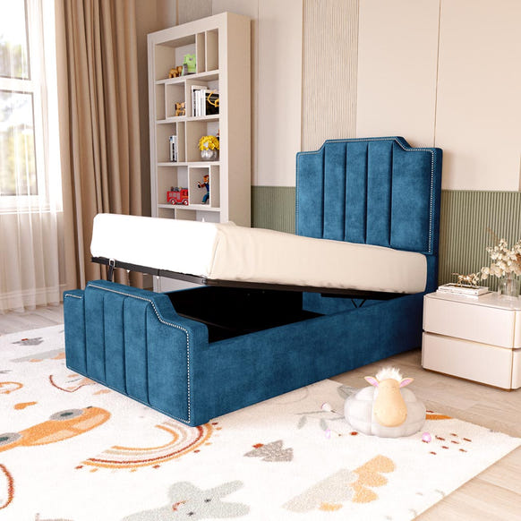 Washington Kids Upholstered Ottoman Bed - Blue Coniston