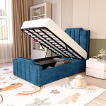 Washington Kids Upholstered Ottoman Bed - Blue Coniston