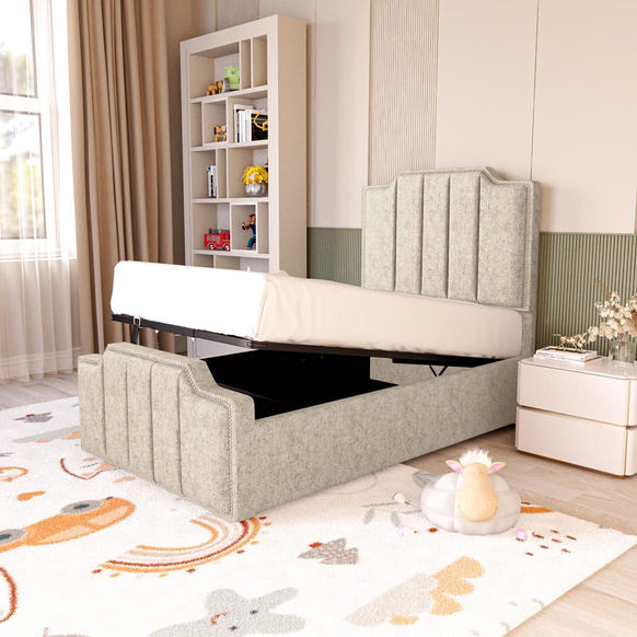 Washington Kids Upholstered Ottoman Bed - Cream Chenille