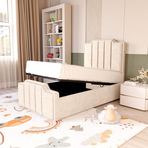 Washington Kids Upholstered Ottoman Bed - Cream Naples
