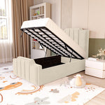 Washington Kids Upholstered Ottoman Bed - Cream Plush Velvet