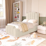 Washington Kids Upholstered Ottoman Bed - Cream Plush Velvet