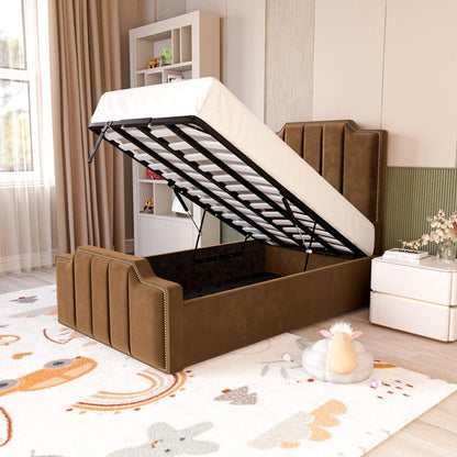 Washington Kids Upholstered Ottoman Bed - Mocca Plush Velvet
