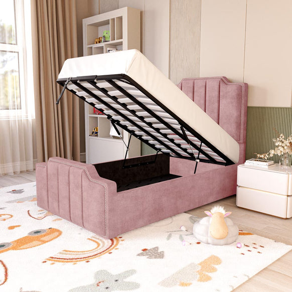 Washington Kids Upholstered Ottoman Bed - Pink Coniston