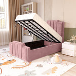 Washington Kids Upholstered Ottoman Bed - Pink Plush Velvet