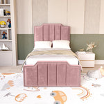 Washington Kids Upholstered Ottoman Bed - Pink Plush Velvet