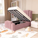 Washington Kids Upholstered Ottoman Bed - Pink Plush Velvet