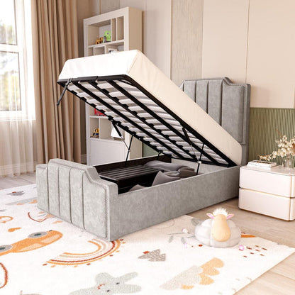 Washington Kids Upholstered Ottoman Bed - Seal Grey Naples