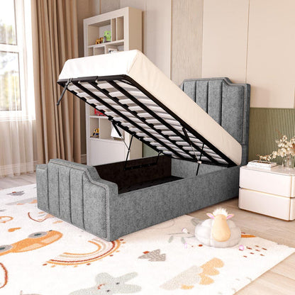Washington Kids Upholstered Ottoman Bed - Silver Chenille