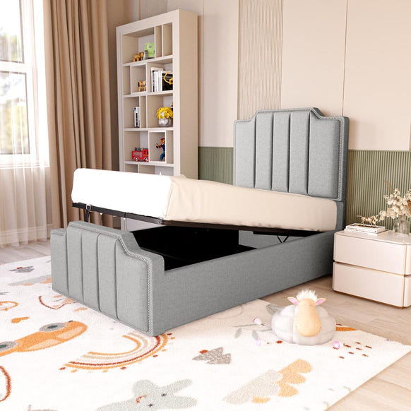 Washington Kids Upholstered Ottoman Bed - Silver Linoso