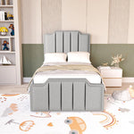 Washington Kids Upholstered Ottoman Bed - Silver Linoso