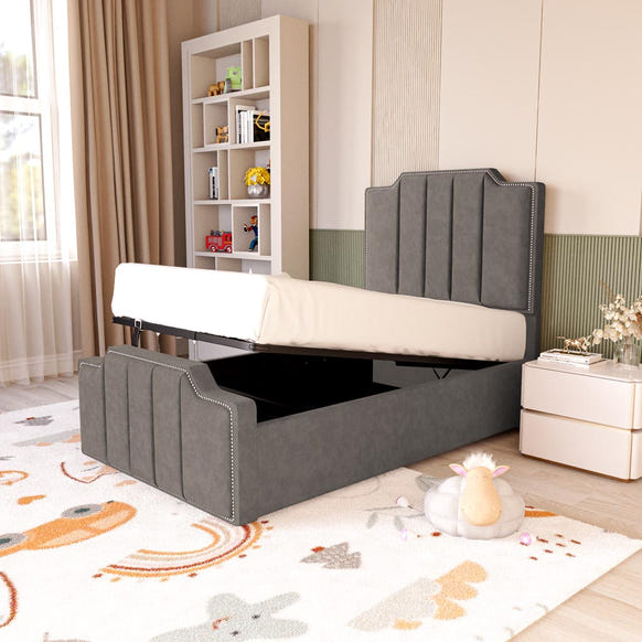 Washington Kids Upholstered Ottoman Bed - Slate Grey Naples