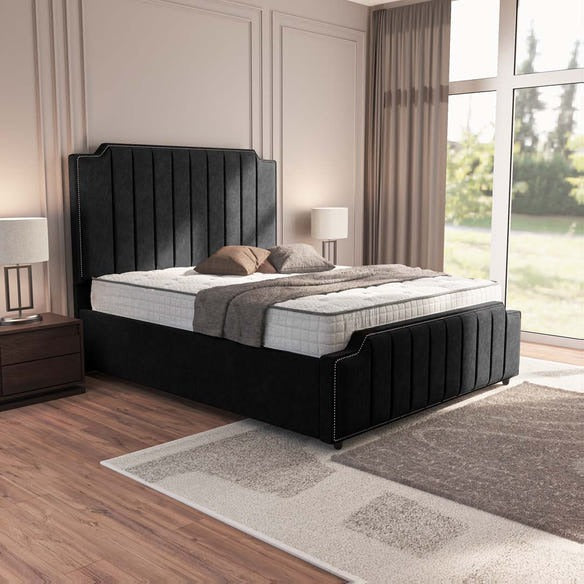 Washington Upholstered Bed - Black Naples