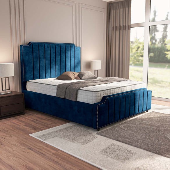 Washington Upholstered Bed - Blue Coniston