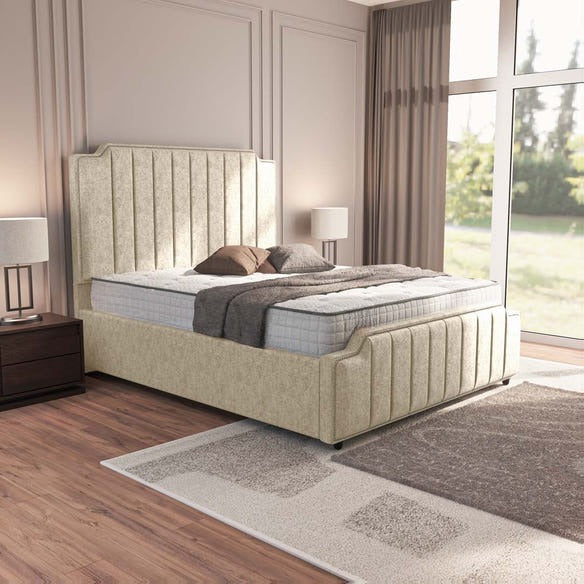 Washington Upholstered Bed - Cream Chenille