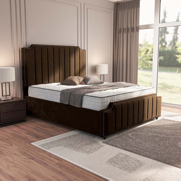 Washington Upholstered Bed - Mocca Plush Velvet