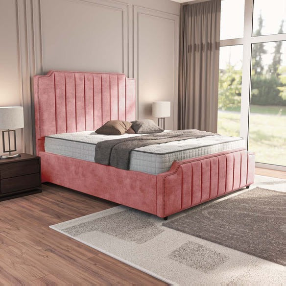 Washington Upholstered Bed - Pink Coniston