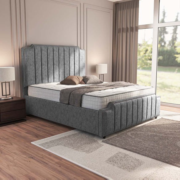 Washington Upholstered Bed - Silver Chenille