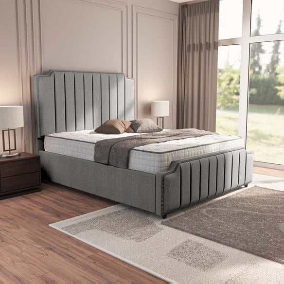 Washington Upholstered Bed - Silver Linoso