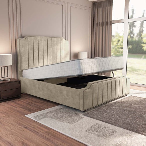 Washington Upholstered Ottoman Bed - Almond Coniston
