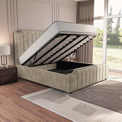 Washington Upholstered Ottoman Bed - Almond Coniston