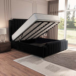 Washington Upholstered Ottoman Bed - Black Plush Velvet