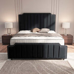 Washington Upholstered Ottoman Bed - Black Plush Velvet