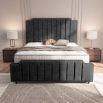 Washington Upholstered Ottoman Bed - Charcoal Coniston