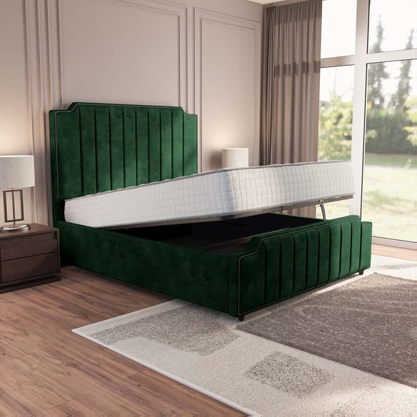Washington Upholstered Ottoman Bed - Emerald Coniston
