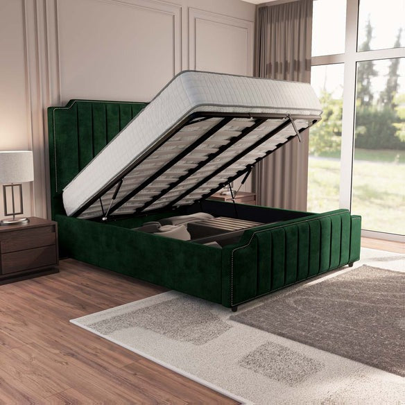 Washington Upholstered Ottoman Bed - Emerald Coniston