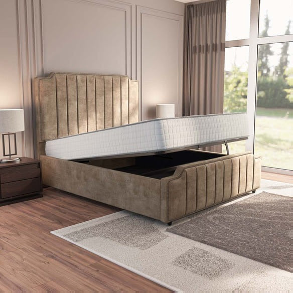 Washington Upholstered Ottoman Bed - Mink Coniston